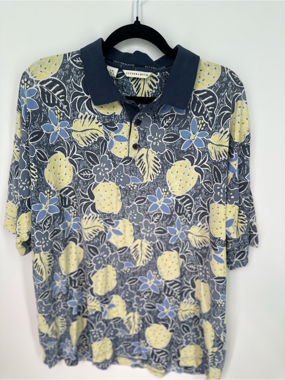Cutter & Buck Men’s Large Pineapple Floral Polo Shirt The Moors Golf Club Golf